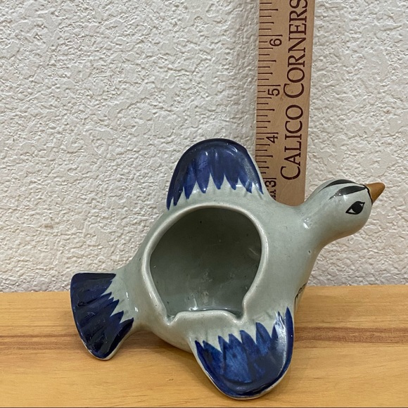 Vintage Noe Suro Mexican Pottery Folk Art Bird Hand-painted Ashtray - Picture 6 of 11